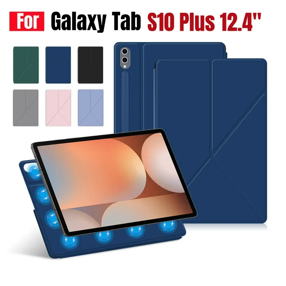 Магнитный чехол для Samsung Tab S10 Plus Smart Book Cover Чехол для Galaxy Tab S10 Plus 12,4 дюйма SM X820 X826 Y-Fold Stand Coque