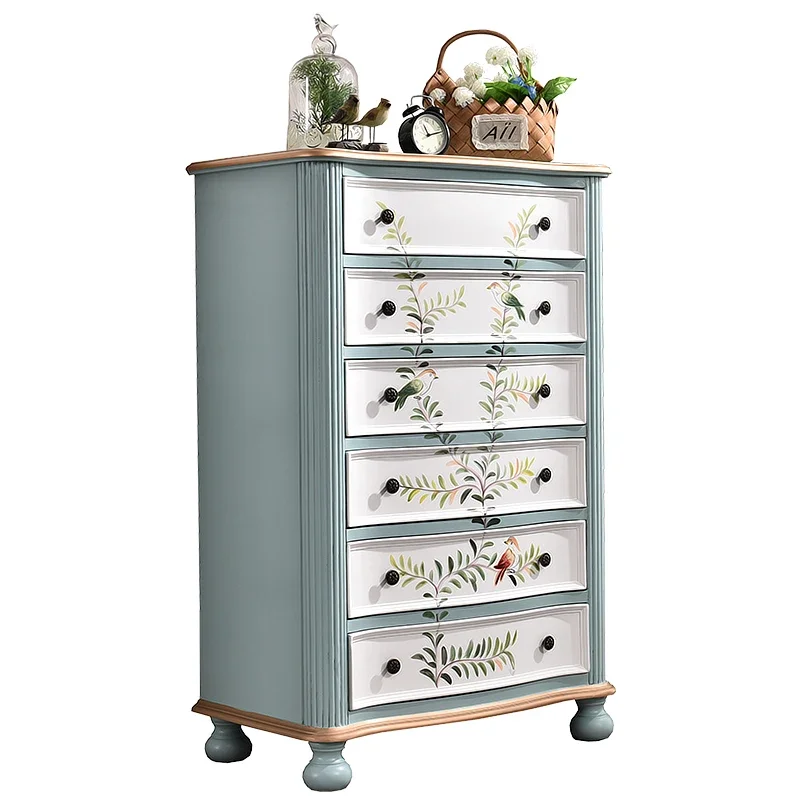 Painted American retro six-chest cabinet solid wood drawer cabinet