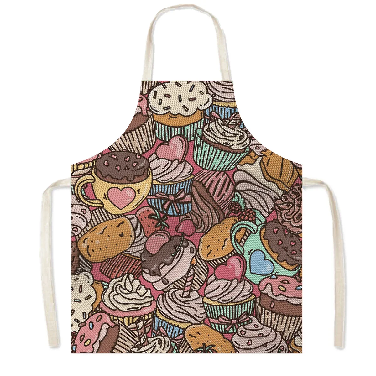Cute Gourmet Cooking Aprons Burger Fries Pizza Pattern Household Cleaning Tool Barber Restaurant Chef Waiter Kitchen Apron