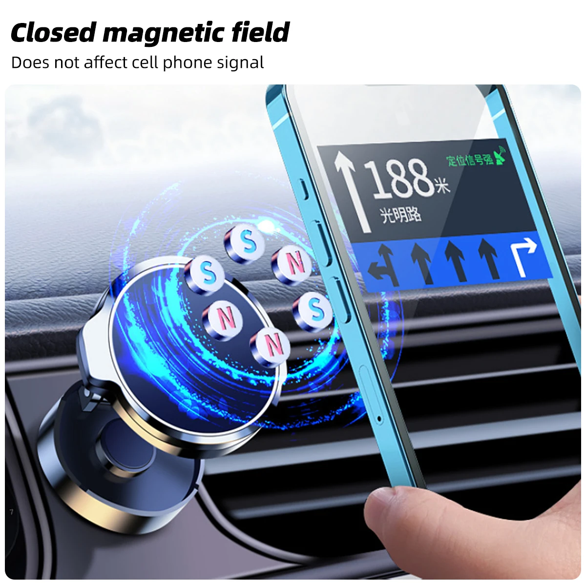 Folding Magnet Cell Phone Stand Metal Magnetic Car Mobile Phone Holder in Car GPS Support For iPhone Xiaomi 720° Rotatable Mount