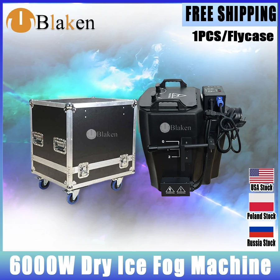 0 Tax 1pcs Dry Ice Fog Machine 6000w Smoke Spray Jet Low Ground Nimbus Machine With Flightcase For Stage Wedding Events Dj Show