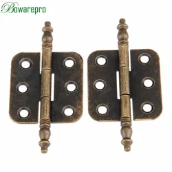 bowarepro 2Pcs 70*35mm Antique Bronze Crown Head Hinges 6 Holes Jewelry Gift Box Decorative Hinge for Cabinet Furniture Hardware