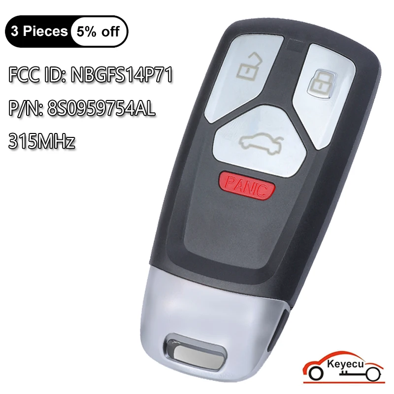 KEYECU Keyless Go Smart Remote Key Fob 315MHz 8S0959754AL for Audi TT A4 A5 Q5 Q7 S5 SQ5 2016 2017 2018 2019 NBGFS14P71
