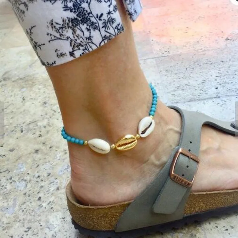 Vintage Boho Sea Shell Anklets For Women Turtle Dolphin Beads Summer Beach Ankle Bracelet On Leg 2025 Bohemian Jewelry