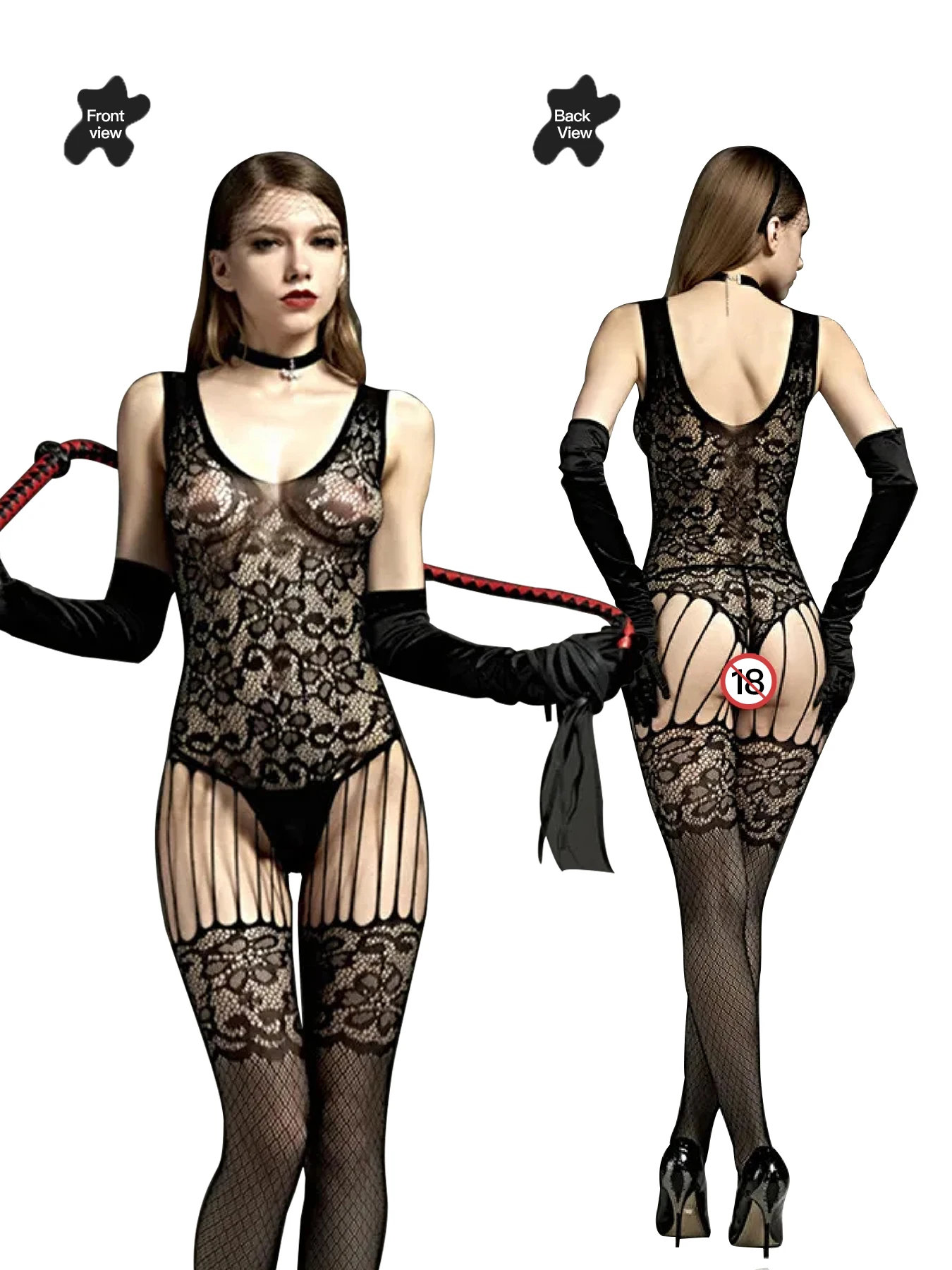 4 قطعة أنماط مختلفة الساخن المرأة مثير Crotchless Bodystockings حبال شفافة جوفاء شبكة صيد السمك مثير الملابس الداخلية داخلية #1