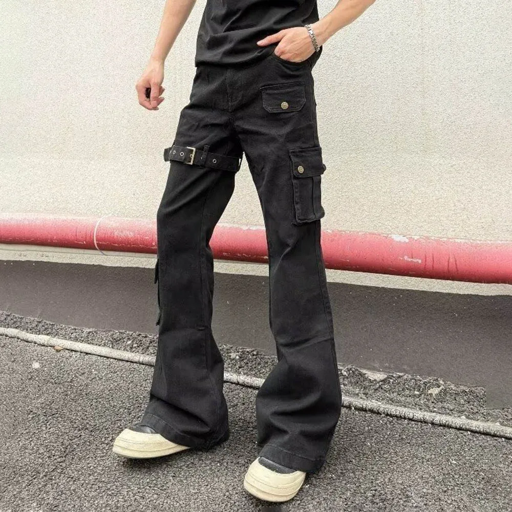 صيف جديد الرجال بلون مستقيم الجينز الأمريكية الرجعية موضة الاتجاه شارع العليا الهيب هوب فضفاض تنفس الرجال قيعان #5