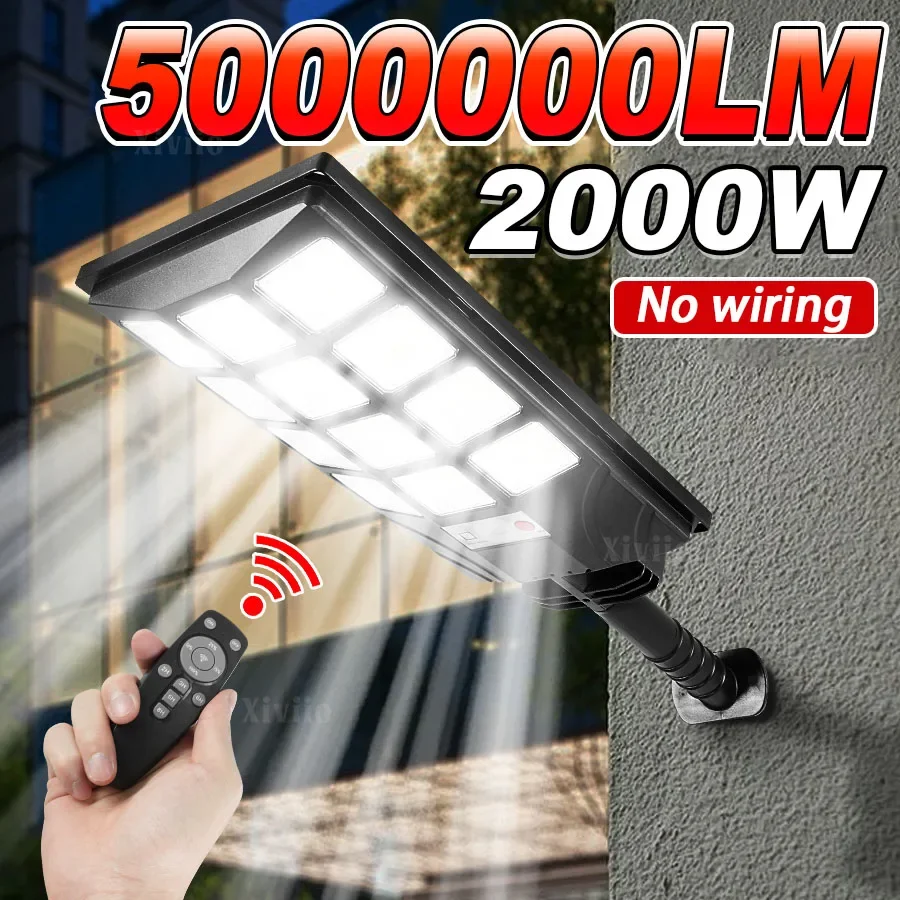 Pop 500000LM 2000W LED Solar Lamp Outdoor Waterproof Solar Light Human Body Sensing Flood Light Wall Lamp Suitable For Garden St