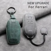 Leather Car Remote Key Case Cover for Ferrari F430 488 458 F12 Roma 812 F8 Auto Key Shell Fob Protector Keychain Accessories