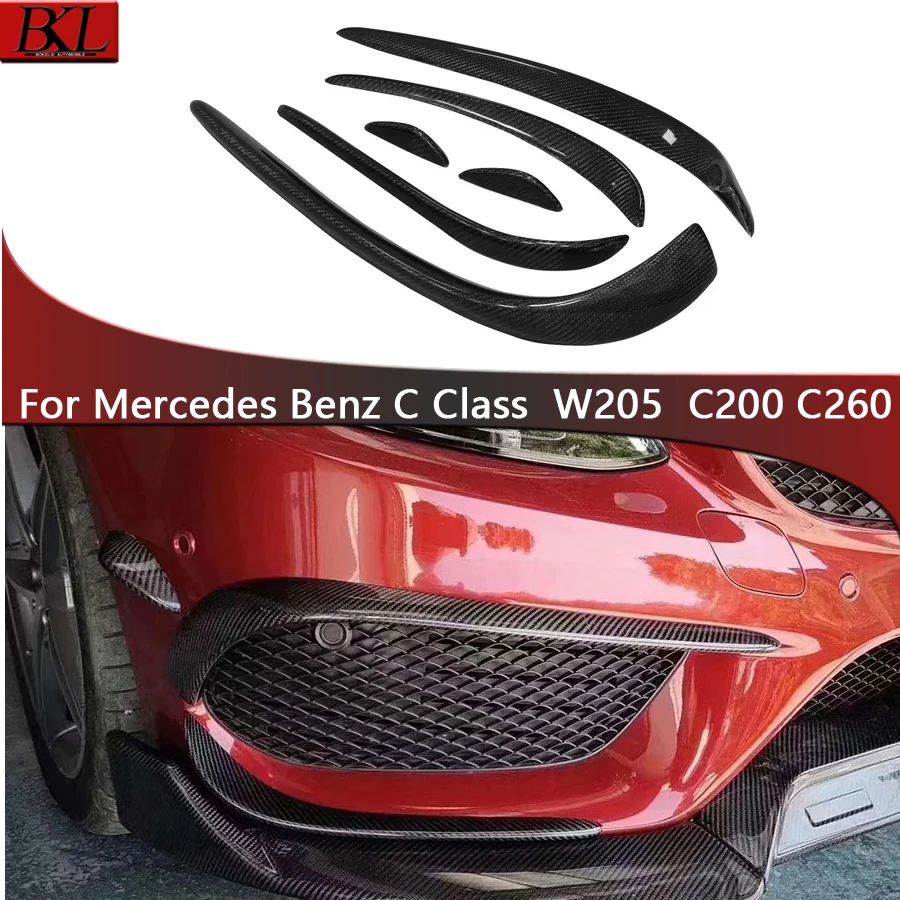 For Mercedes Benz C Class W205 C200 C260 2015-2018 Carbon fiber wind knife fog lamp air vent decorative strip Upgrade body kit