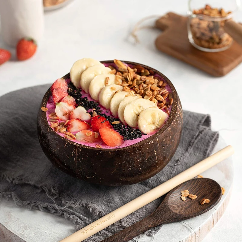 Wooden Salad Natural Coconut Shell Bowl Coconut Bowls for Serving Dishes Bowl Serving Utensils Breakfast Party