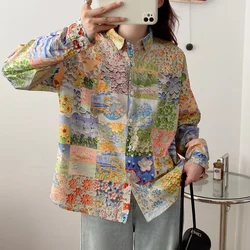 Korean autumn clothes women blouses harajuku y2k fashion long sleeve abstract drawing shirts women's designer clothes