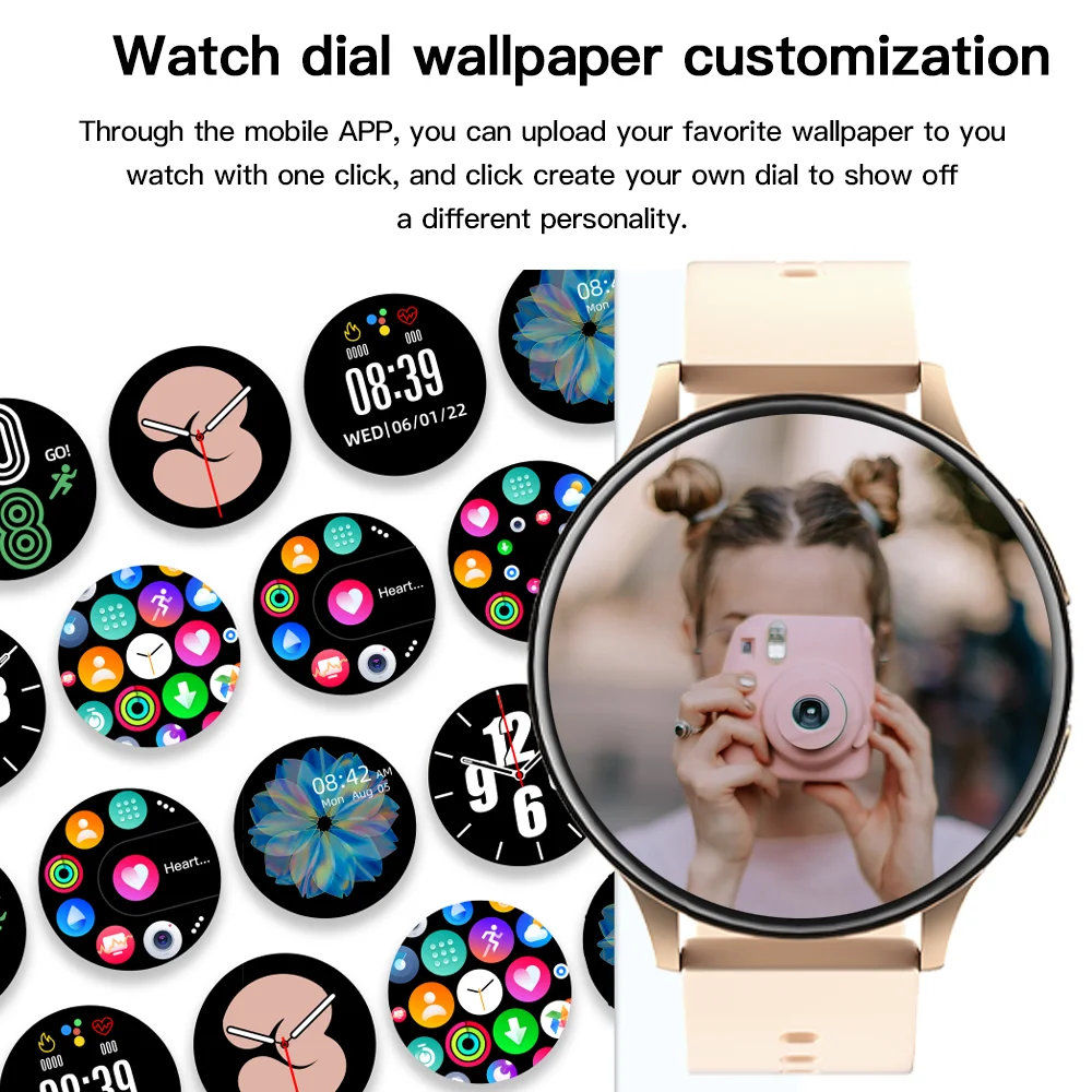 Reloj inteligente redondo para hombre y mujer, pulsera de Fitness personalizada con Bluetooth, llamadas, cara + caja de regalo, nuevo