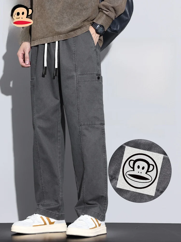 

Брюки PaulFrank цвета хаки, мужские, весенне-осенние, повседневные, в американском ретро-стиле, прямые, длинные, для работы