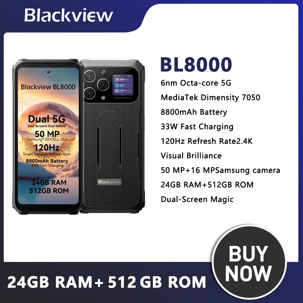 Blackview BL8000 5G Rugged Smartphone Dimensity 7020, 6.78