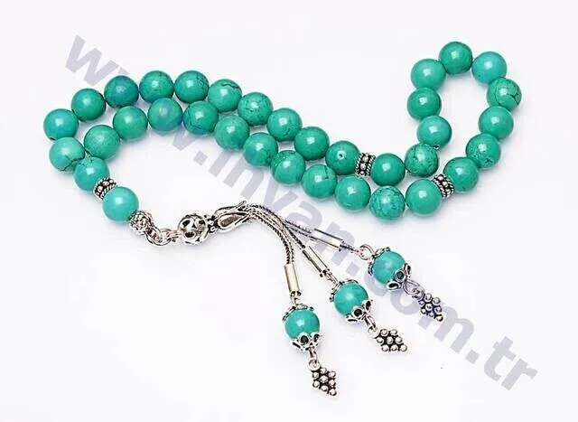 IQRAH Turquoise Stone Rosary (925 SETTING SILVER 8mm)