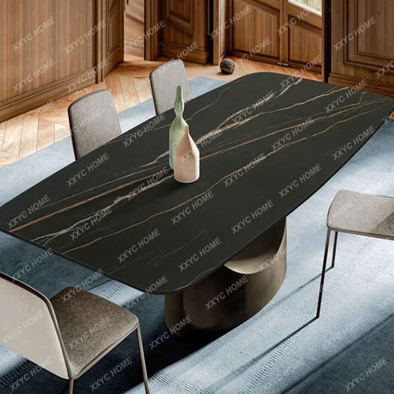 minimalist rock slab dining table modern simple small apartment home light luxury