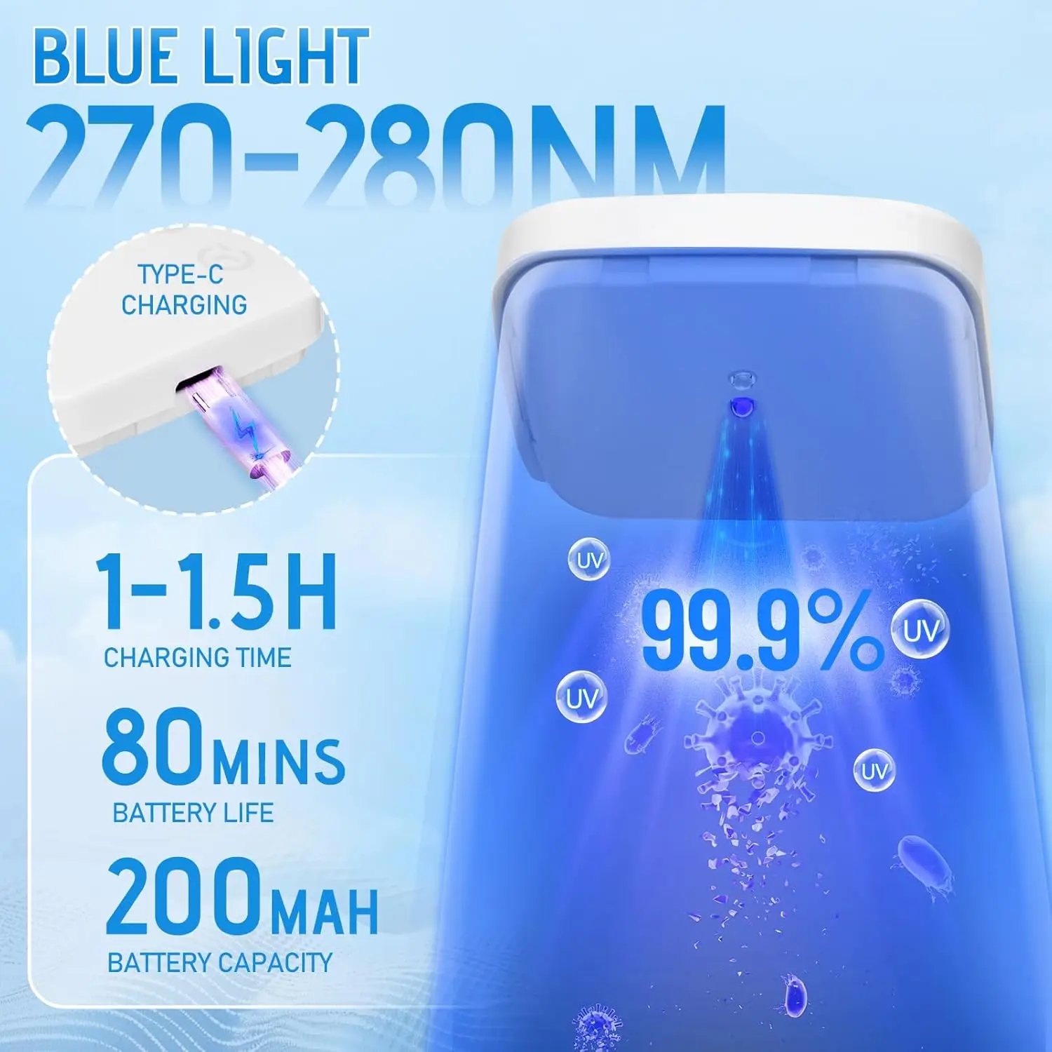 Herramienta de limpieza de uñas con luz azul, tazas de limpieza de partición con bandeja, ajuste de temporizador, recargable para herramientas de uñas, peluquero, 2 uds.