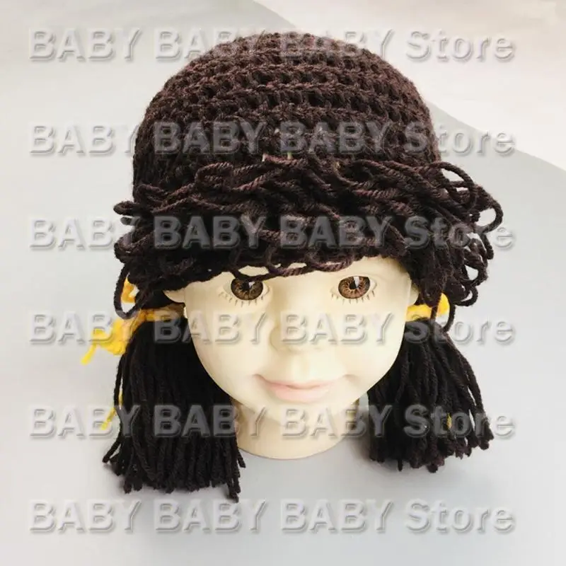 

Q81A Newborn Photography Posing Props Knitted Crochet Hat Baby Infants Braided Photo Accessories