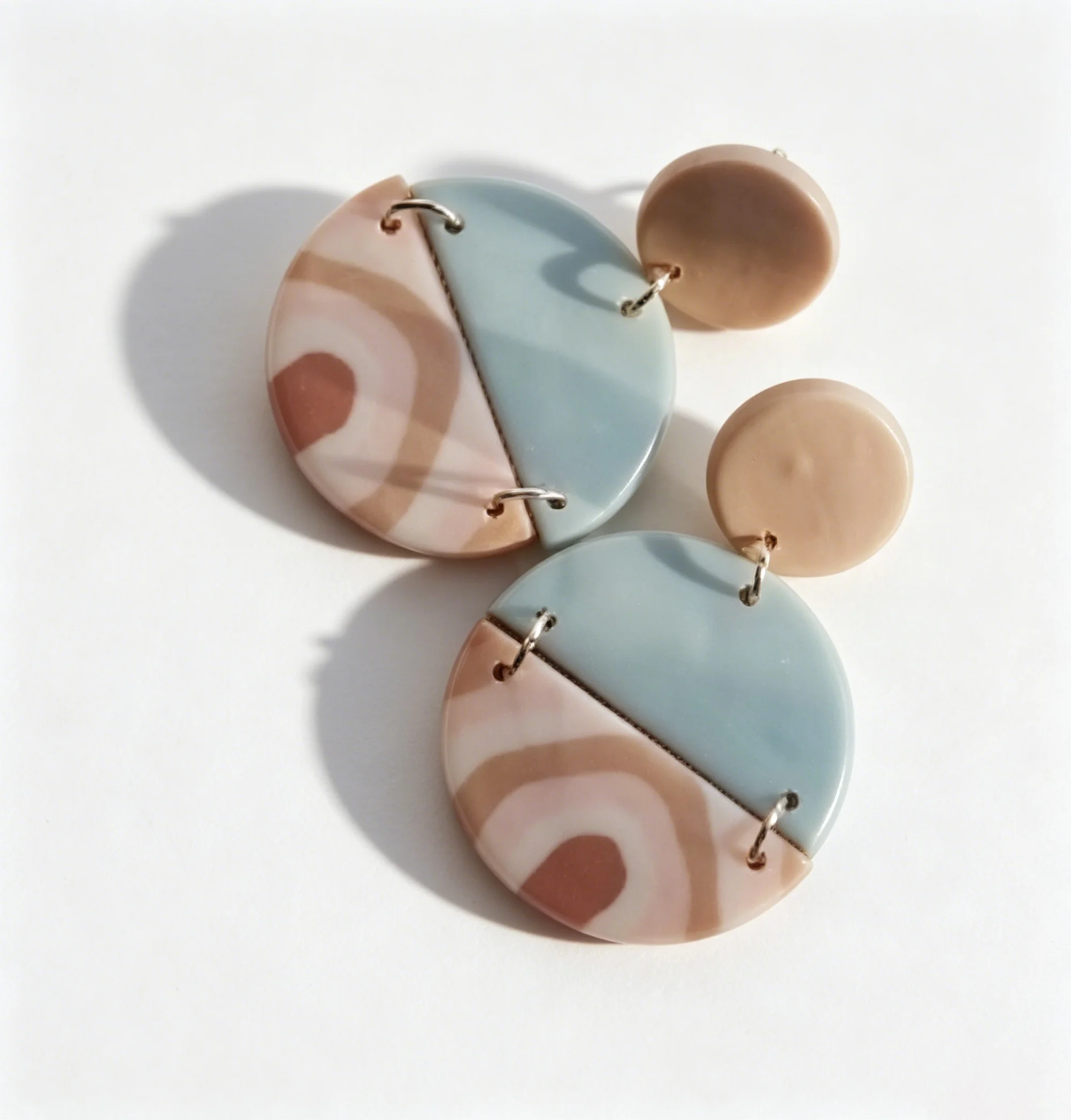 Women\'s Matte Look Lightweight Boho Statement Polymer Clay Geometric Dangle Earrings Swirl Arch round For Summer Beach Holiday