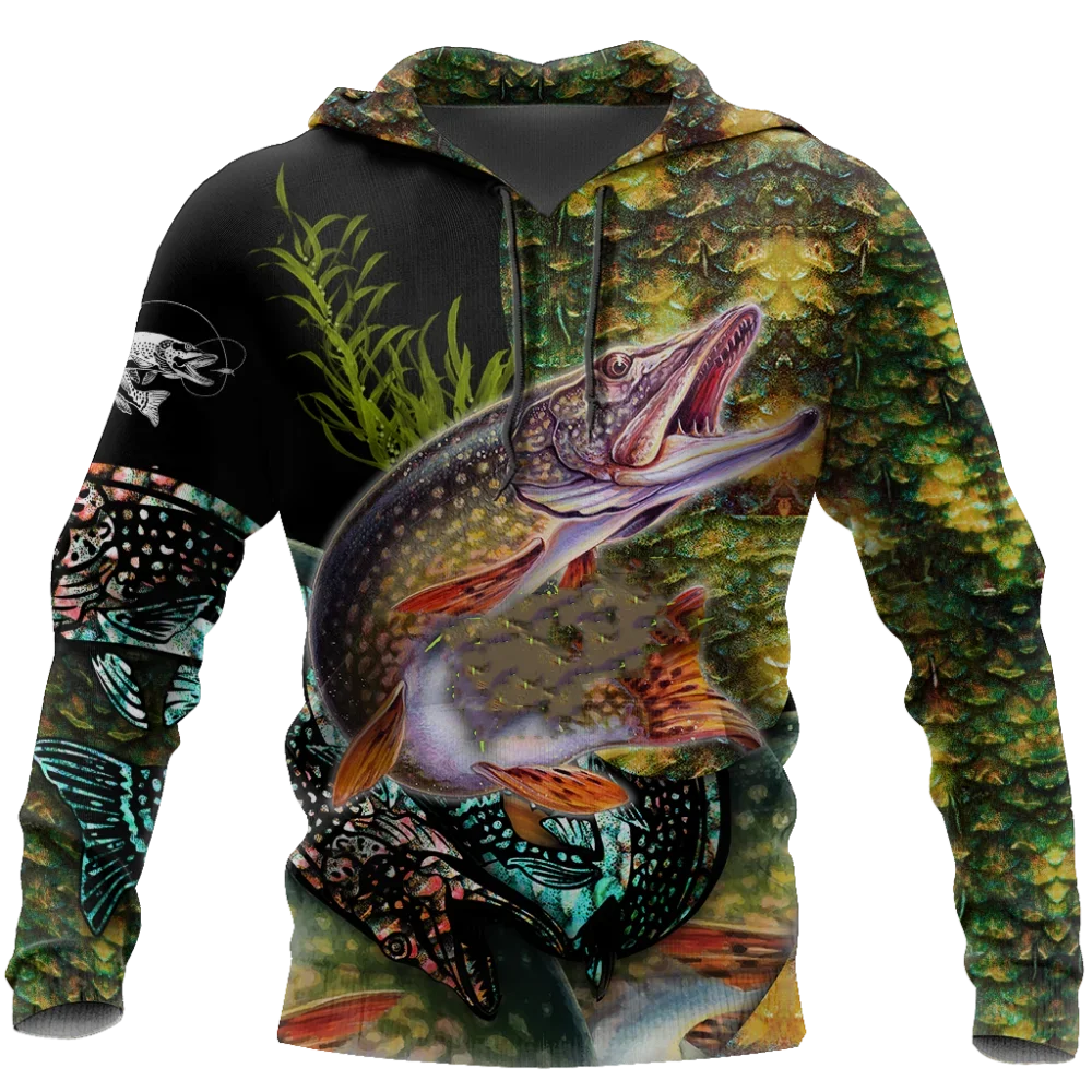 Wild Animals Fishing on Skin 3D Printed Fashion Mens Hoodie Harajuku Streetwear Pullover Autumn Unisex Casual Jacket Tracksuit