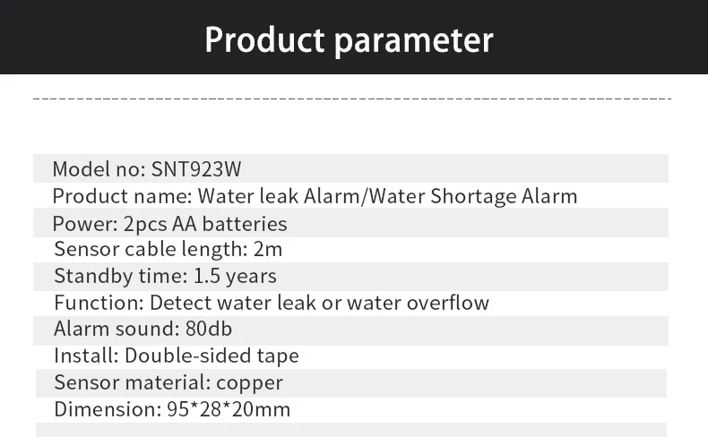 WiFI Wasserleckdetektor Überschwemmungssensor Home 80DB Drahtloser Alarm Tuya Smart Life App Fernbedienung Automatisches Sicherheitssystem – Detail 2