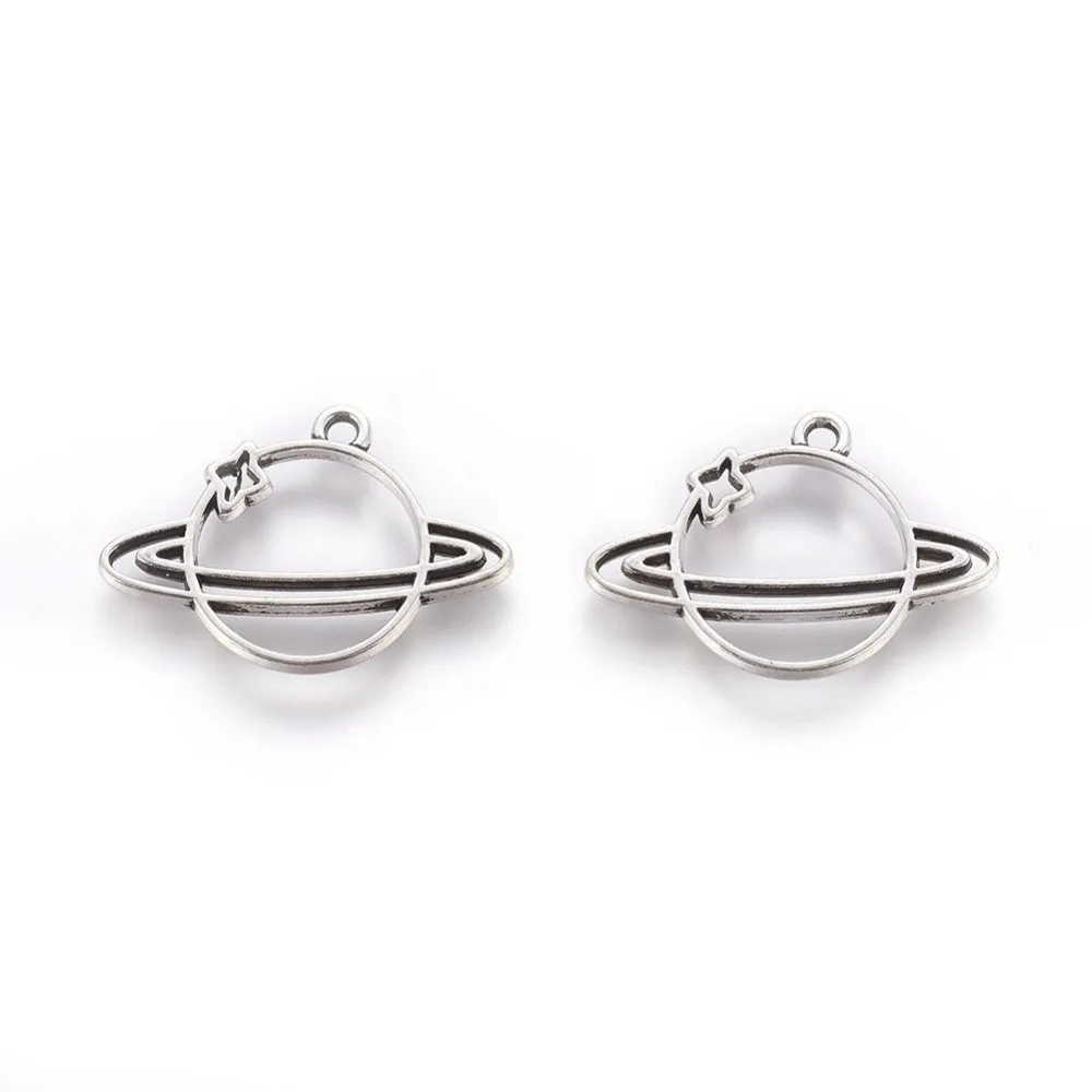 

10 шт тибетские сплава цинка Подвески в виде планет серебро Цвет набор «сделай сам» для серьги ожерелья Подвески Ювелирных изделий 19*26,5*1,5 мм ...