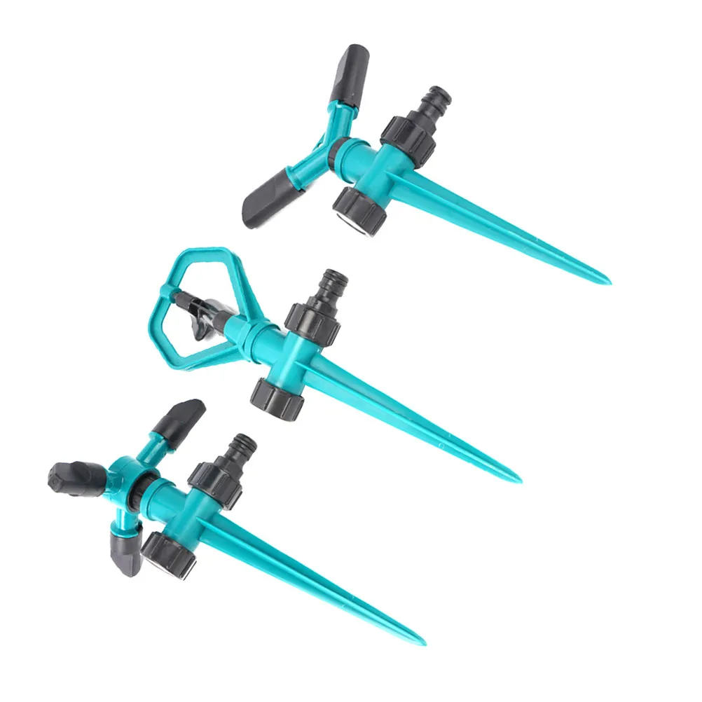 3PCS/Set Ground Plug Garden Watering Automatic Rotary Nozzle Lawn Sprinkler Equipment Gardening Irrigation Tool (Dark Green)
