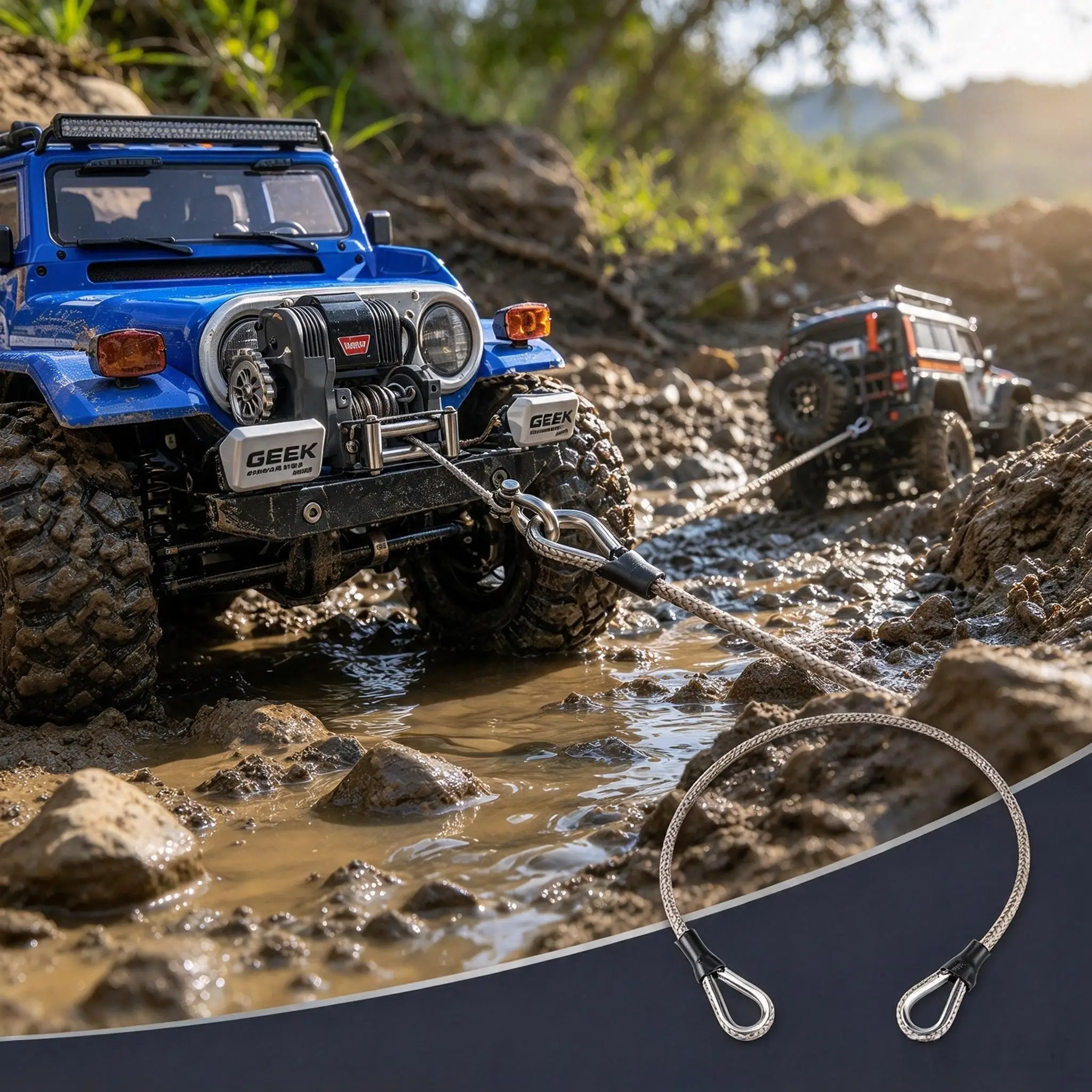 2PCS RC Tow Strap Simulated Scale Tow Rope Heavy Duty Recovery Pulling Rope for 1/16 1/18 1/24 RC Crawler Car Upgrade Parts gallery 4