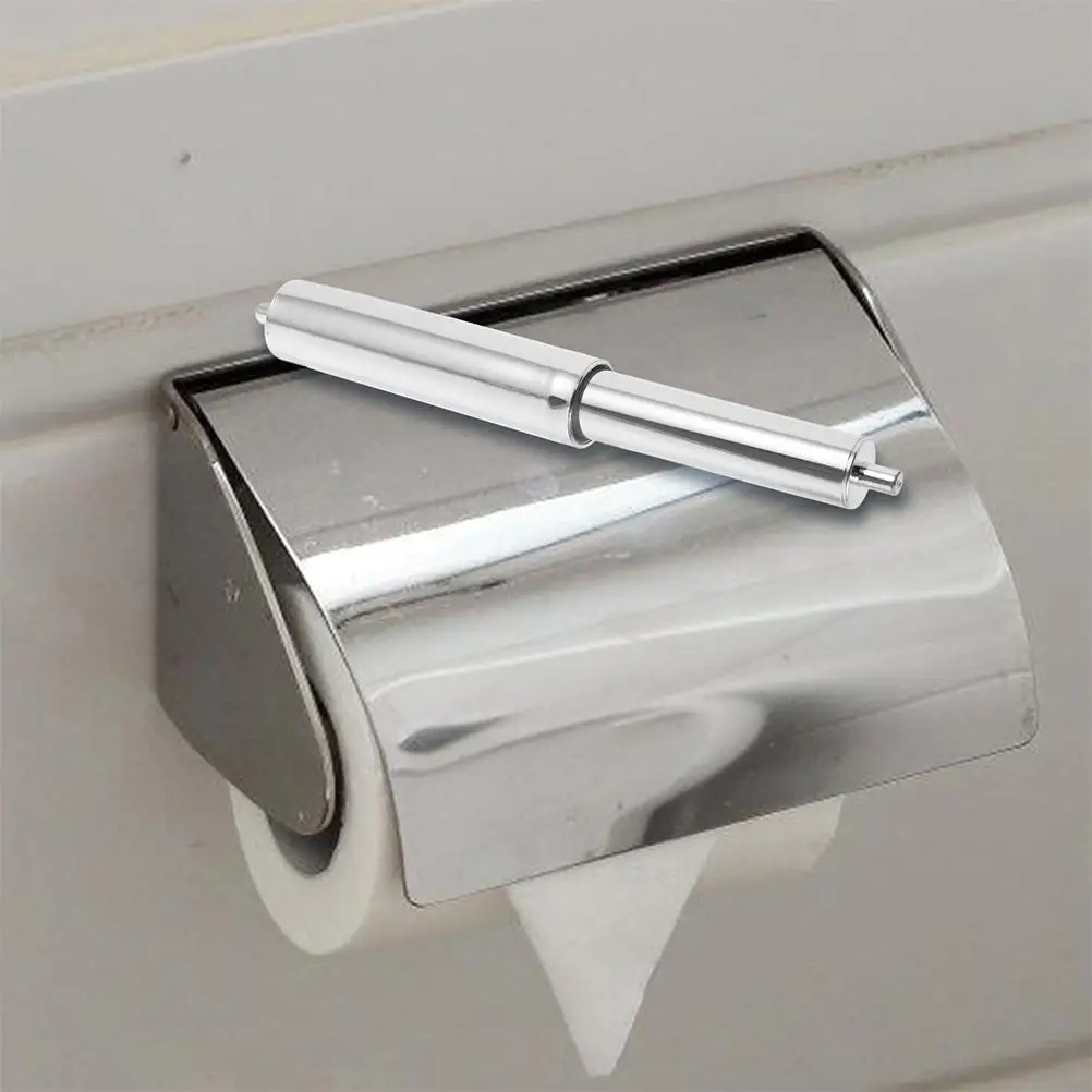 2 Pcs Toilet Paper Holder Shaft Stainless Steel Roller Replacement Simple Tissue Roll Accessories Retractable Design Reusable