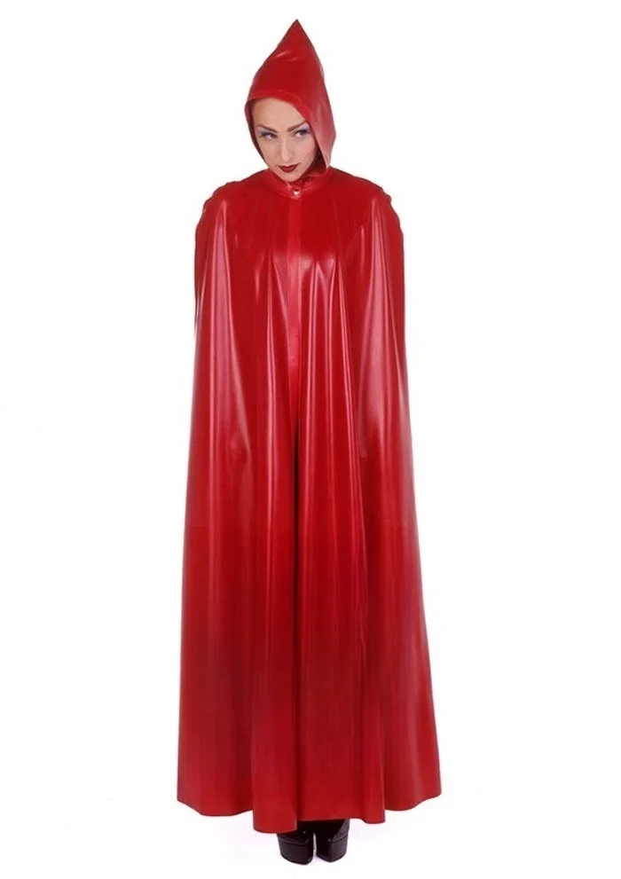 Roter Latex-Windbreaker-Gummiumhang für Damen und Herren