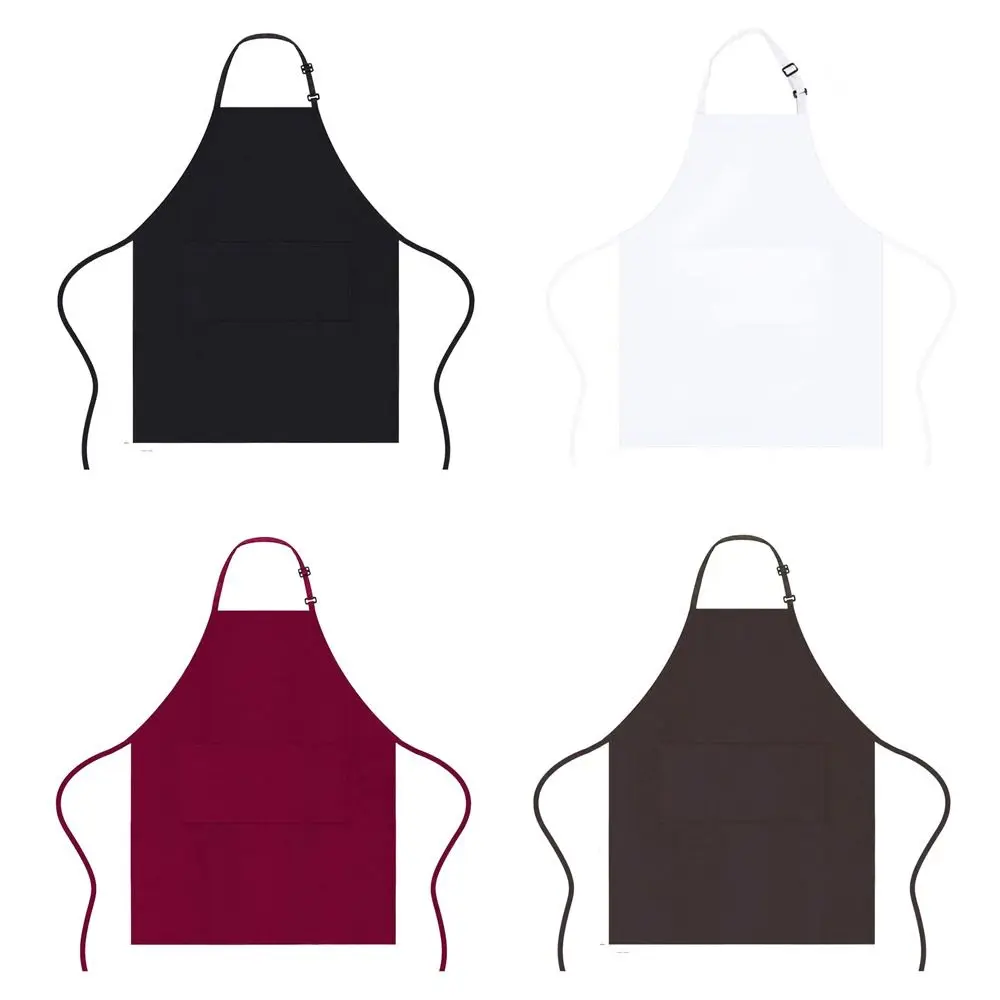 

Новый фартук-нагрудник унисекс, водостойкий черный регулируемый фартук с двумя карманами, кухонный фартук для парикмахера