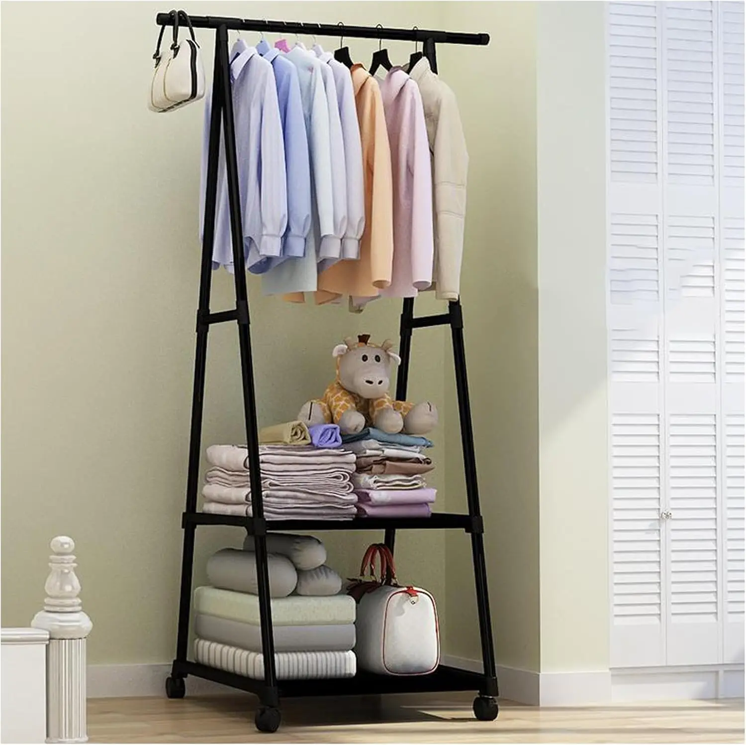 Multifunctional Move Coat Rack Stand Simple Clothes Hanger for Hanging Garments Ideal for Porch Bedroom Corridor Dormitory