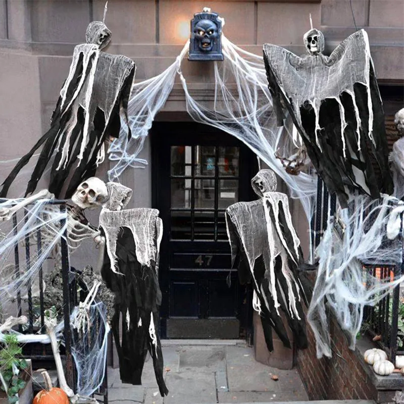 90CM Halloween Decor Skeleton Ghosts Hanging Decoration Decorations For Outdoor Indoor Party Bar Scary Props Graveyard Decor