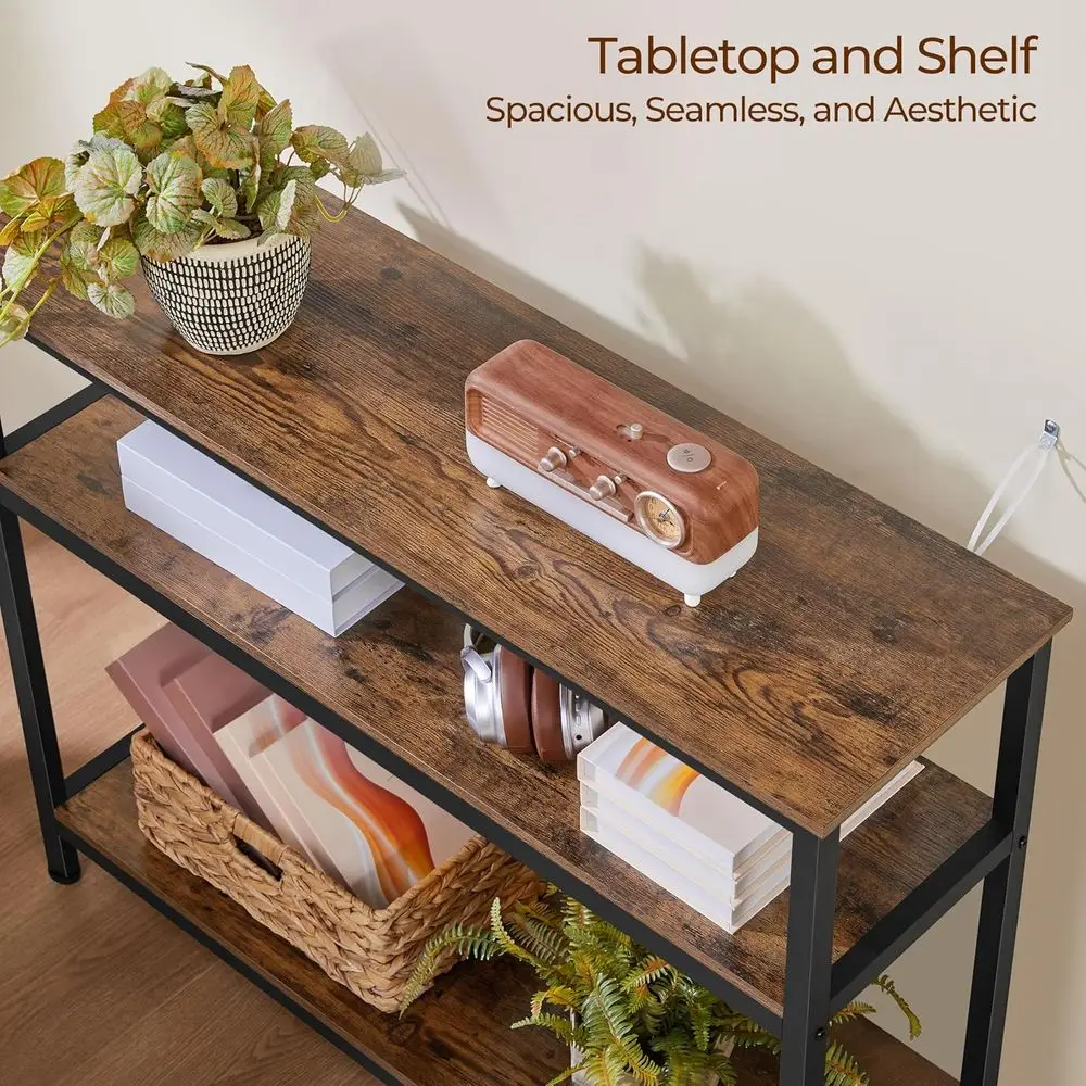 Industrial ole Table, 3 Tier Entryway Table with Storage Shelves, Narrow Soa Tables or Living Room, oyer, Hallway, Entrance, Met image 5