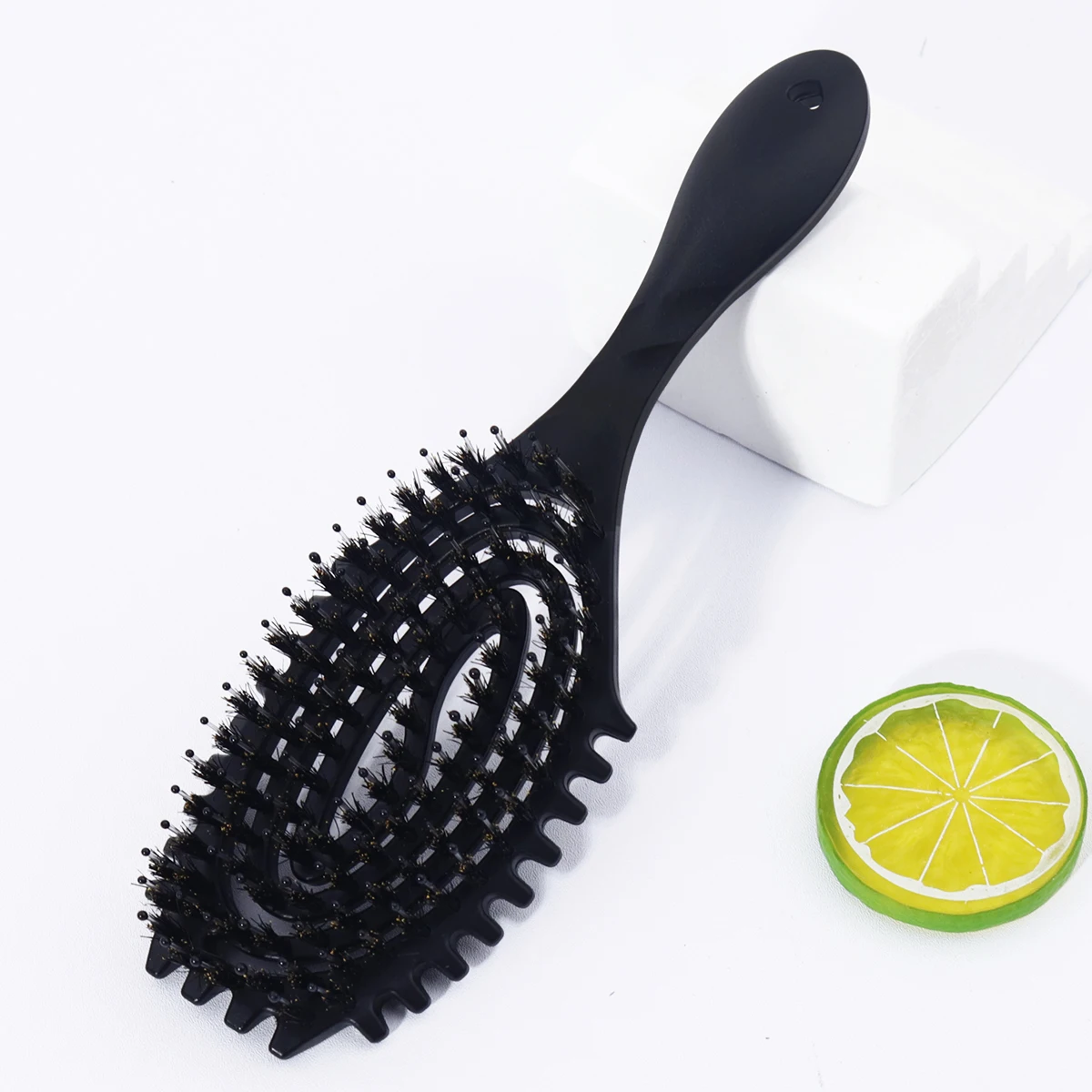 

1PC Bristle Hollow Arc-Shaped Comb – Anti-Static Styling Brush for Dry & Wet Use, for Real Hair Wigs