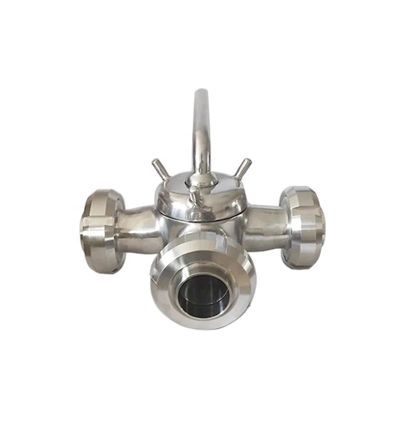 Manual Stainless Steel SS304 Dairy 3-way Sanitary Union Type Plug Valve