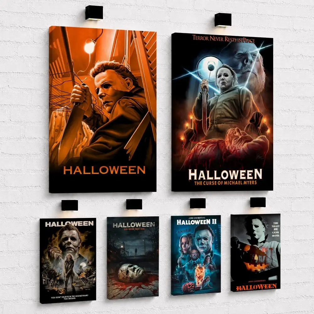 Movie H-Halloween Michael Myers Painting Calligraphy Framed Canvas Wall Art Print | Modern Poster | Home Hallway Decor