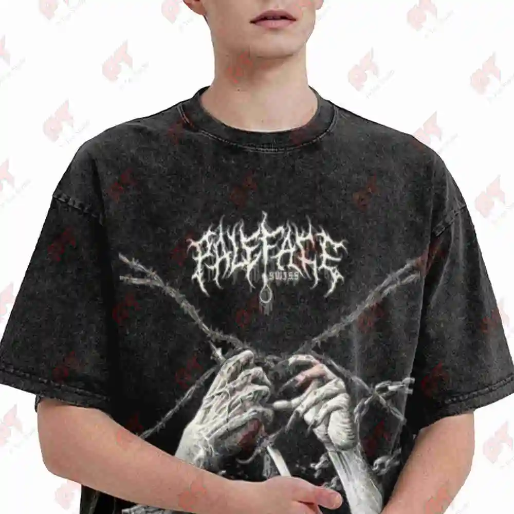 Paleface Swiss Knife Deathcore Vintage Washed Tee Pure Cotton T-Shirt