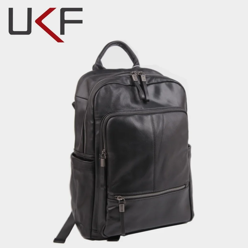 

UKF Top Layer Cowhide Genuine Leather Laptop Bag Wear-resistant Backpack For Men and Women Leisure Daily Travel Computer Bag