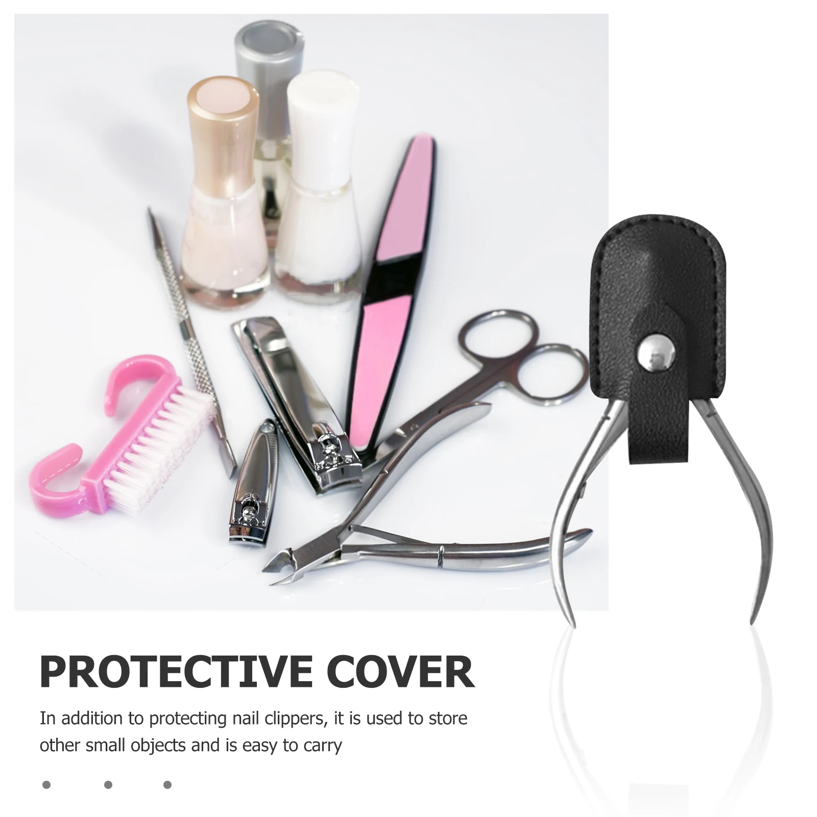 

Protective Case Cuticle Nipper Cover PU Manicure Scissor Holder Pedicure Tool Bag Storage Sleeve Black Color Lightweight