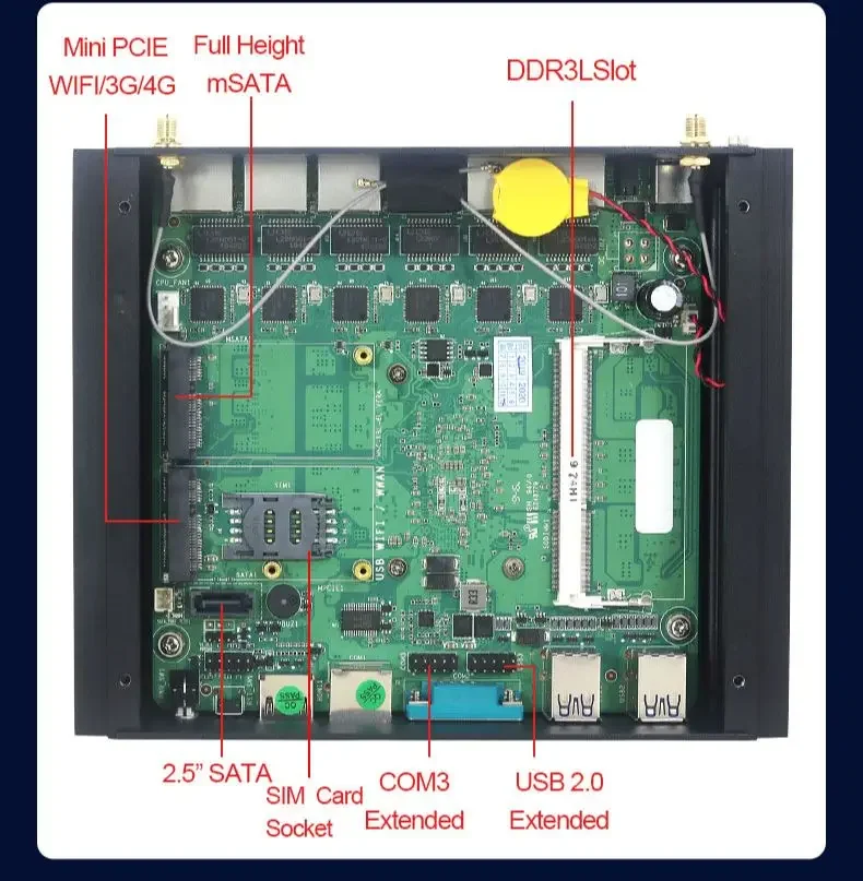 Helorpc 6LAN Industrial MINI PC Optional Inter Corei3i5i7 Support Win7/8/10 Linux System Firewall Pfense PXE Desktop Computer