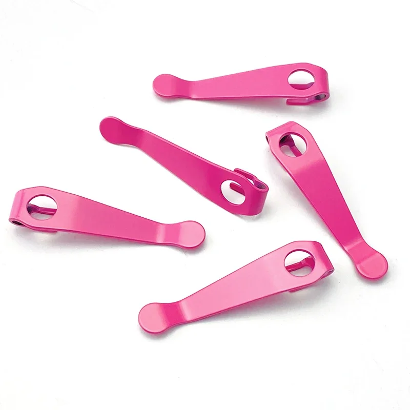 1piece Pink Color Titanium Pocket Knife Clip Waist Clip for Folding Knife Para 3 Lightweight Pocket Back Clips Refit Accessories