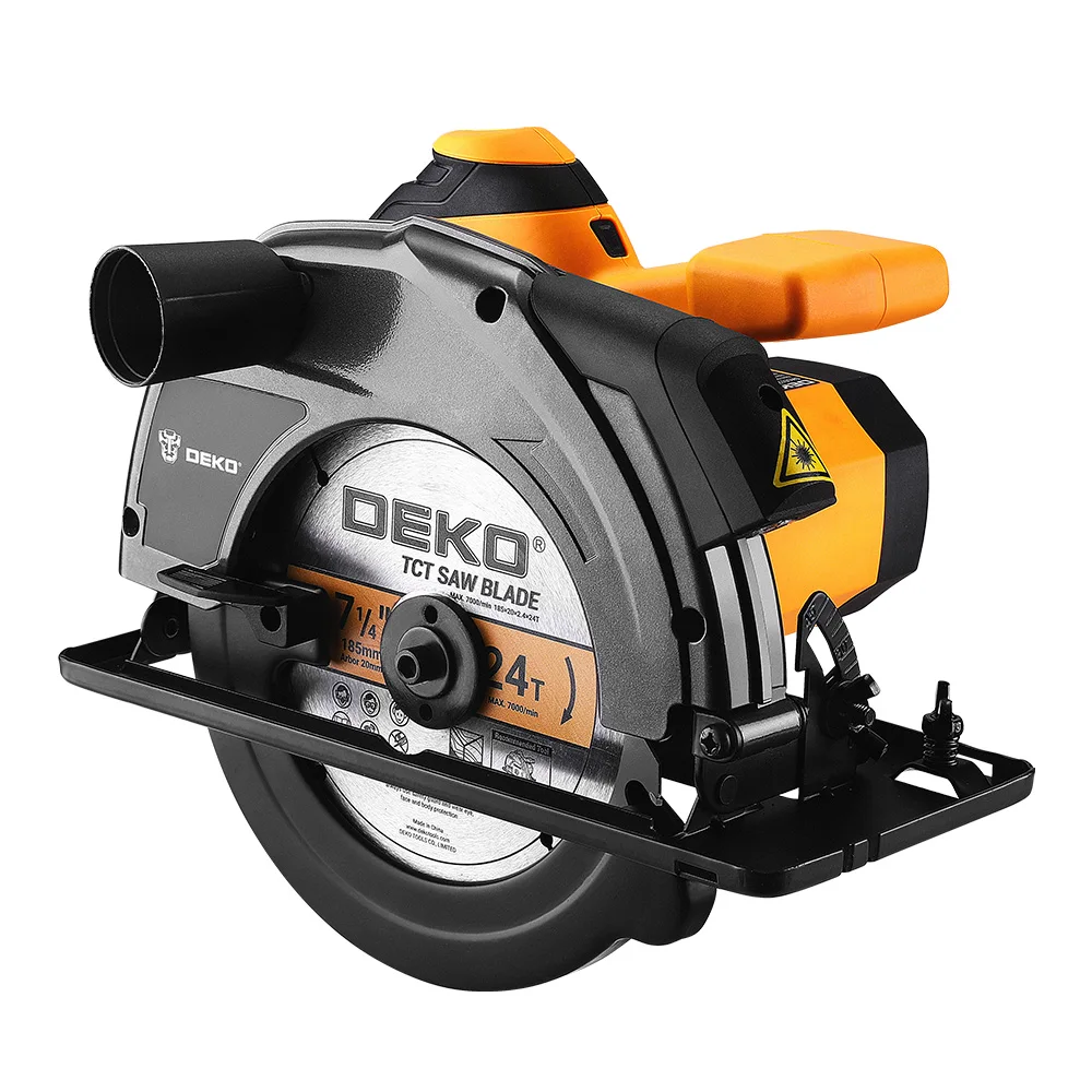 DEKO DKCS series electric circular saw 185mm multifunctional cutting machine with auxiliary handle 1200W household electric tool