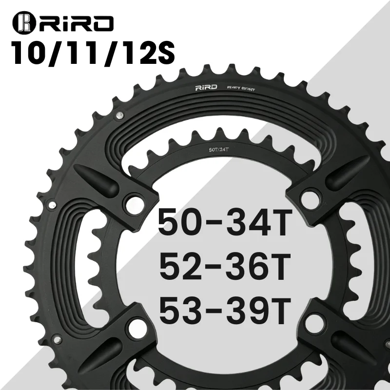 RIRO 110BCD Double Chainring 9-12S Road Bike Chainring 7075 Aluminum Alloy 4 Bolts Chainwheel for 105/FC-R7000/FC-R8000/FC-R9100