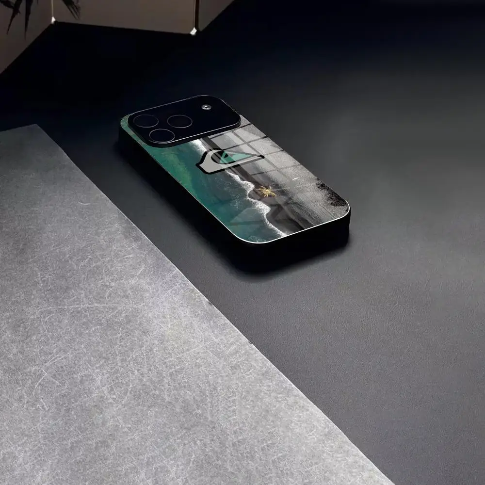 Capa de Celular de Vidro Temperado Surf e Skate Q-Quiksilver para iPhone 17 15 16 14 12 13 11 Pro XS Max Plus Mini