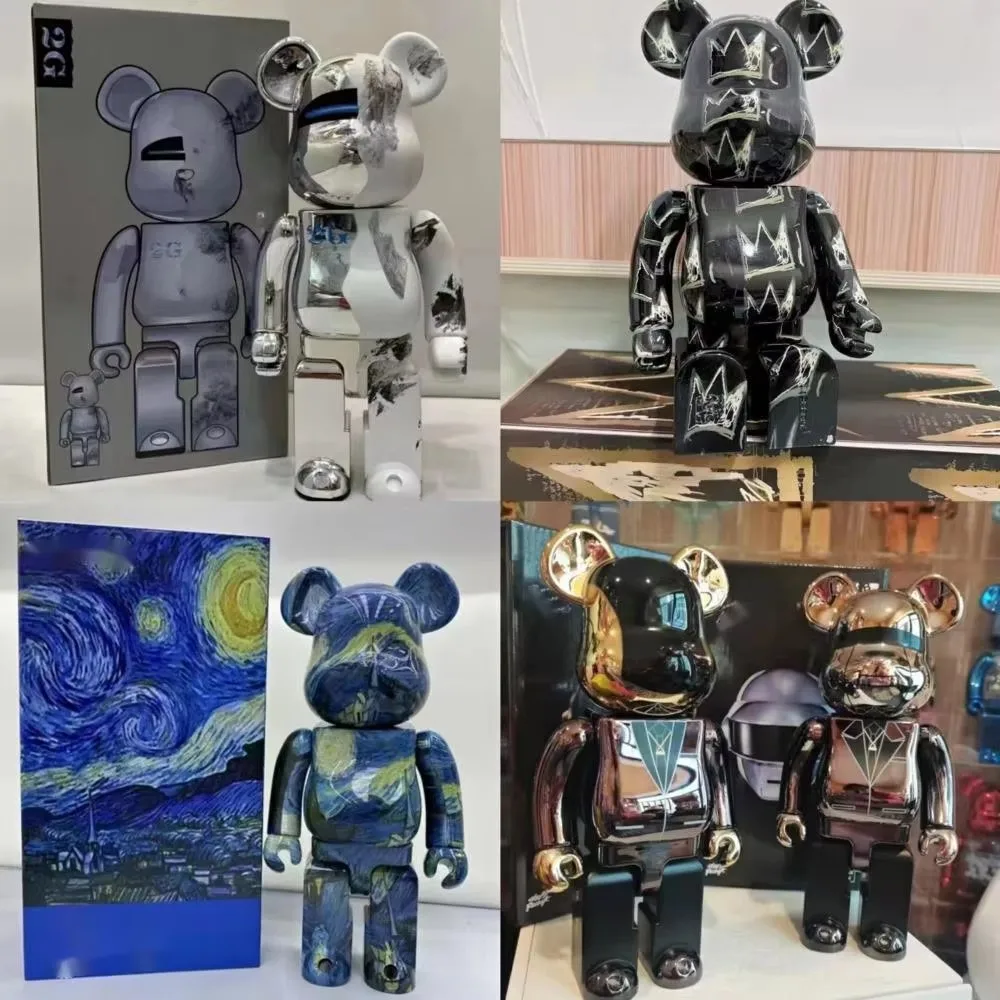 Bearbrick 400% 28cm Moon 2G Van Gogh Starry Sky Collectible Action Figure for Living Room Valentine's Day Gift Doll