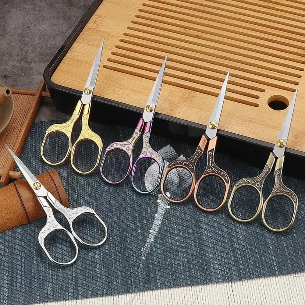 13cm Sewing Scissors Vintage Chinese Style Stainless Steel Sharp Blade Embroidery Arts Crafts Crochet Yarn Needlework Scissors