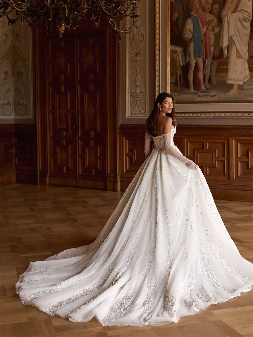 فستان زفاف أورجانزا أبيض ناعم مخصص رسمي على شكل قلب بدون أكمام زي العرائس ناعم على شكل حرف a ذيل محكمة فيستدو دي نوفيا #1