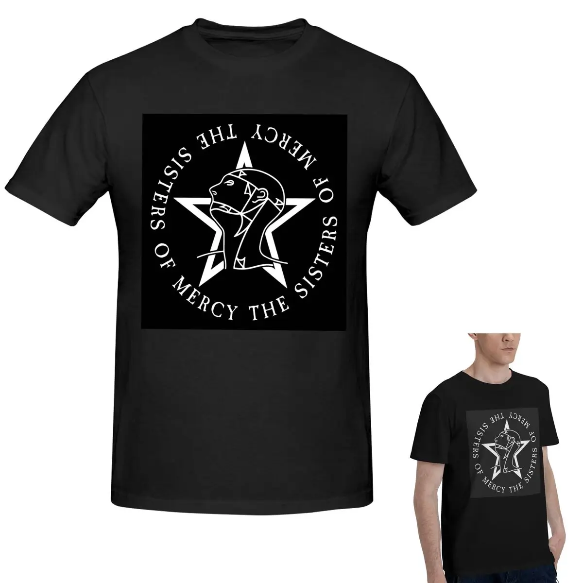 

100% Cotton Round Text Logo Goth The Sisters Of Mercy T-Shirt Men's Classic Oversized T Shirt Men O-Neck Summer Shirts Tops