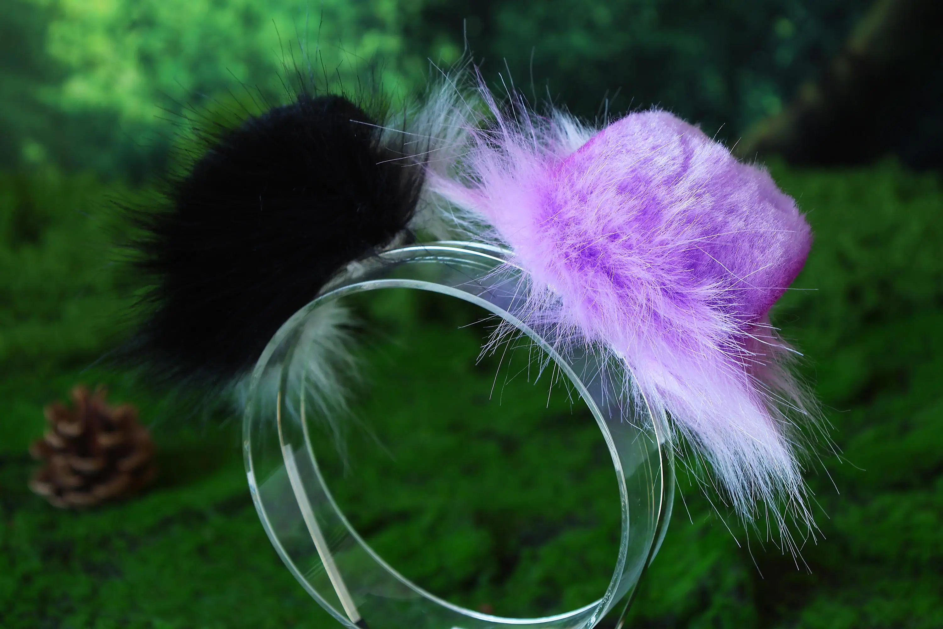 Light purple sheepdog ears and tail set, dog cosplay costume, animal ear headband, faux fur tail, Halloween costume 4